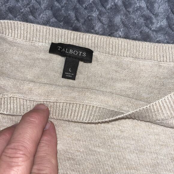 Talbots Giraffe Face Sweater Crew Neck Pullover Animal Print Beige Size Small L - Picture 3 of 6